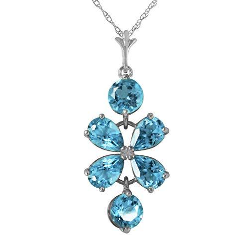 Galaxy Gold GG 3.15 CTW 14k 18 Solid White Gold Necklace with Natural Blue Topa