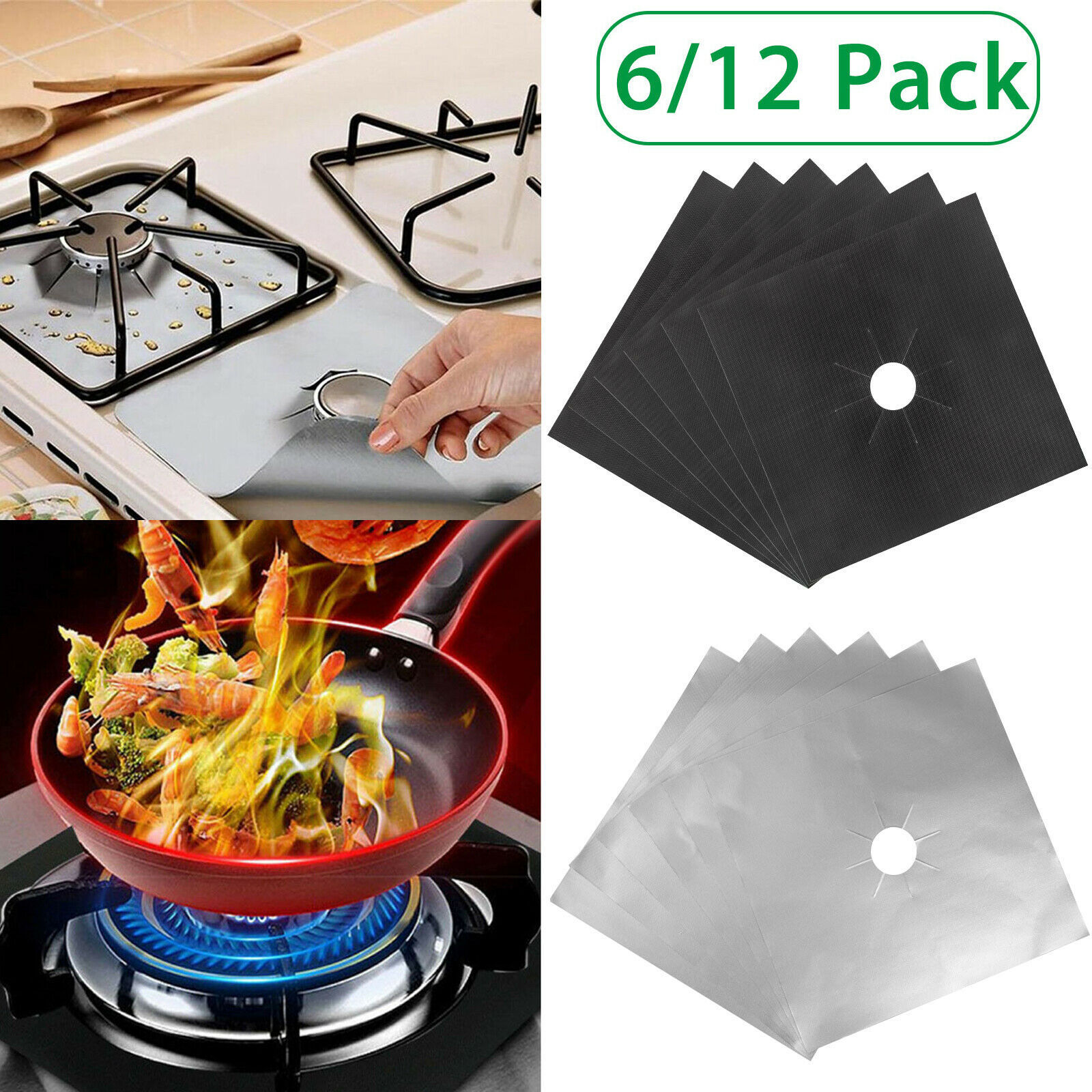 Gas Range Stove Top Burner Cover Protector Reusable Liner Clean Cook