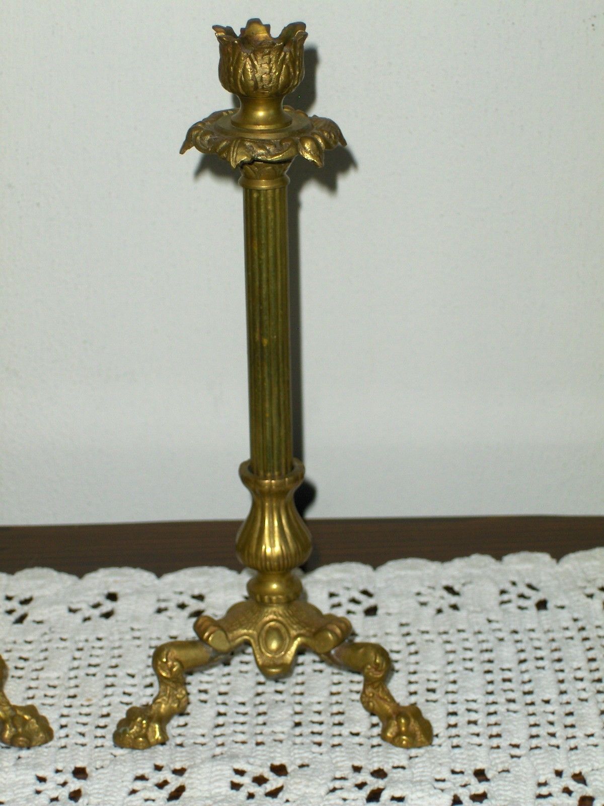 Claw Foot Brass Candle Stick Holders Set Tall Vintage Made in India ...