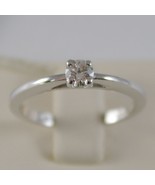 18K WHITE GOLD SOLITAIRE WEDDING BAND STYLIZED RING DIAMOND 0.20 MADE IN... - $1,126.45