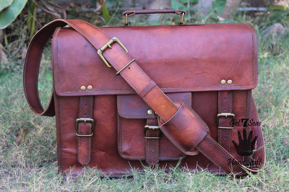 saddle leather computer bag