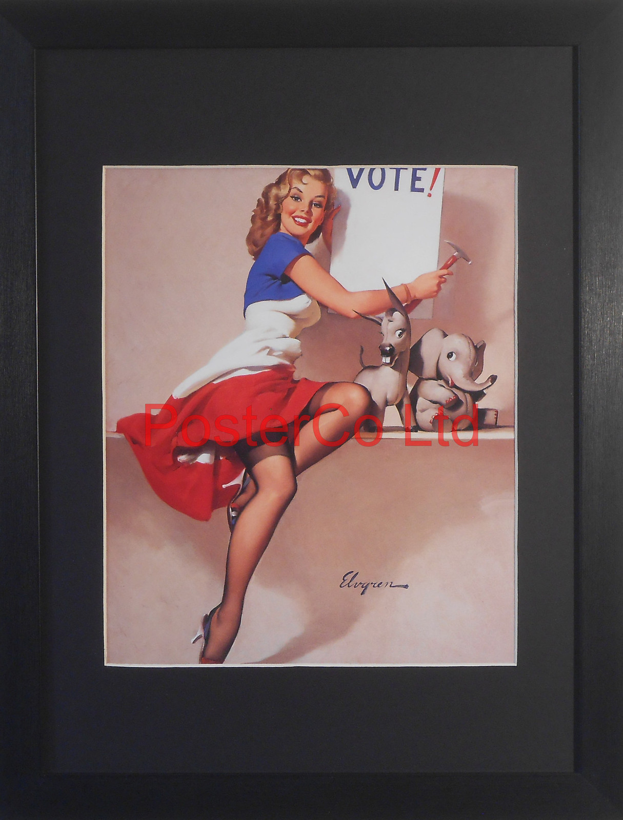 Vote Pin Up (Gil Elvgren) - Framed Picture - 16