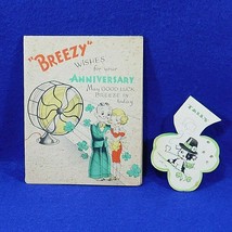 Vintage Anniversary Greeting Tri-Fold Card & Tally Card Gibson 1930's -40's - $19.50