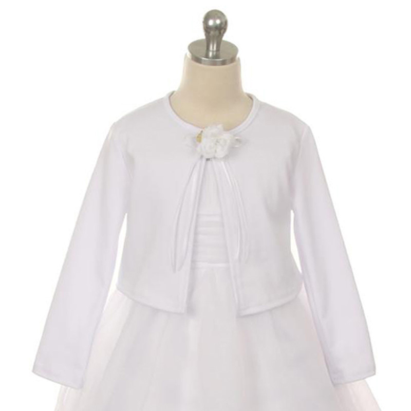 Ivory Cardigan Sweater Long Sleeve Flower Brooch Flower Girl Jacket