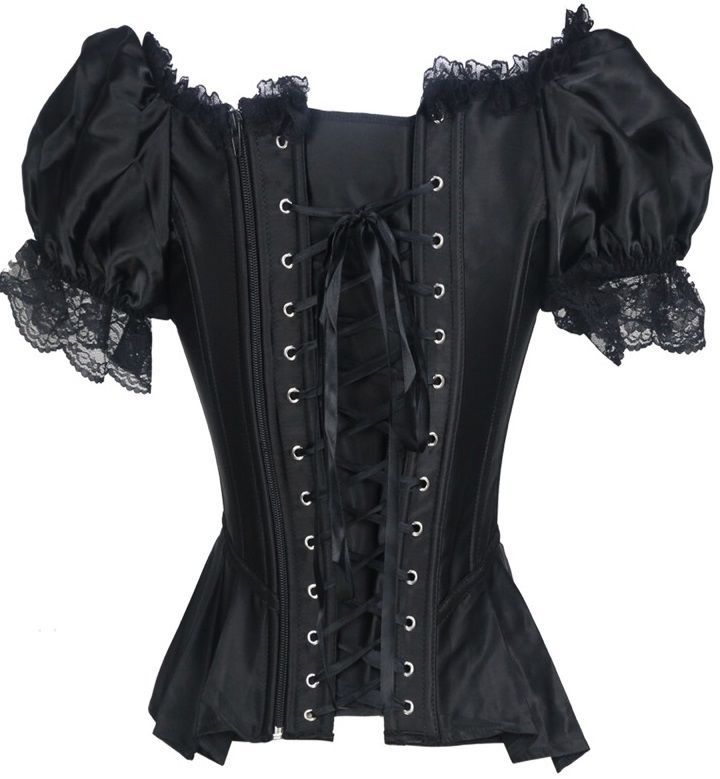 Daisy Corsets - Black Satin Corset with Sleeves - Corsets & Bustiers