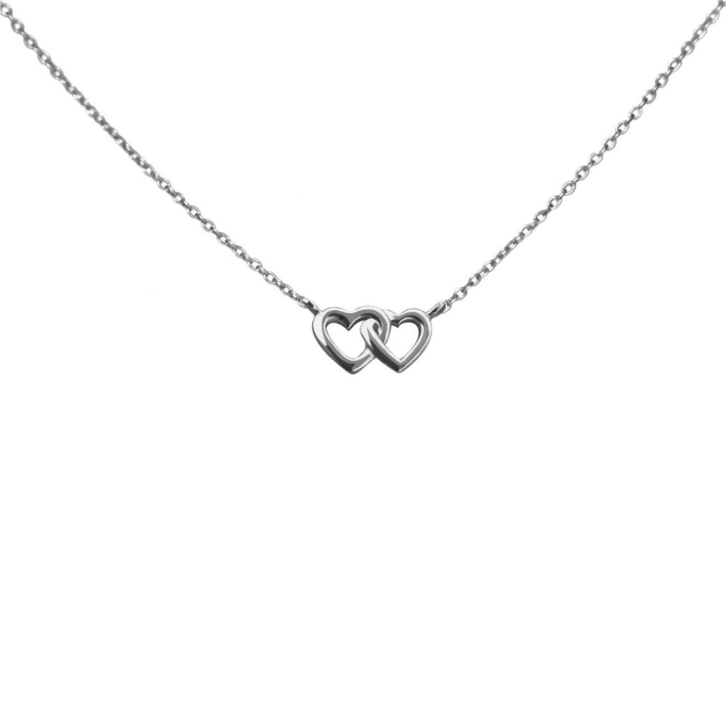 Sterling Interlocking Heart Necklace, Double Hearts Pendant Necklace ...