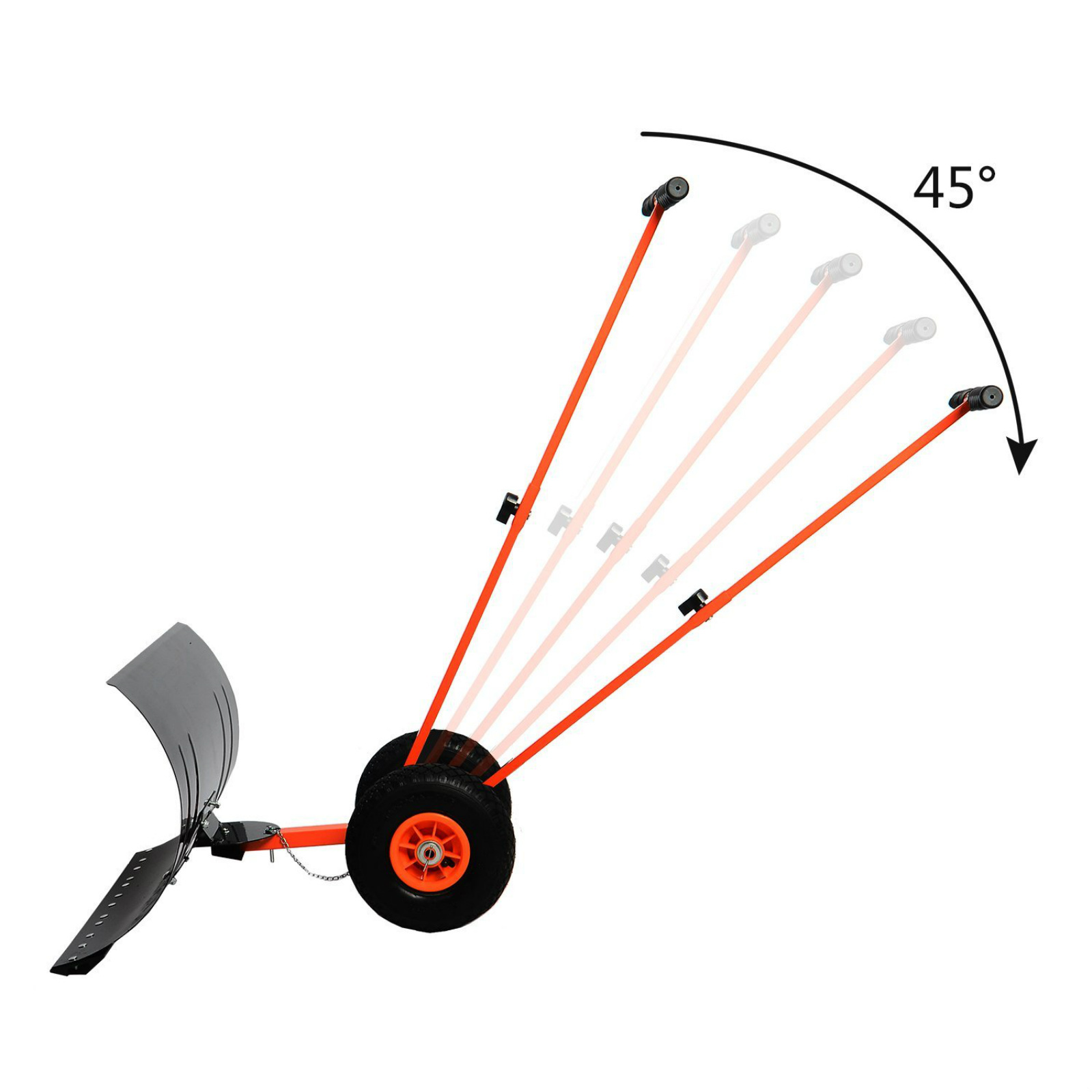 Wide Snow Shovel Pushers Adjustable Handle Heavy Duty Rolling Wheels