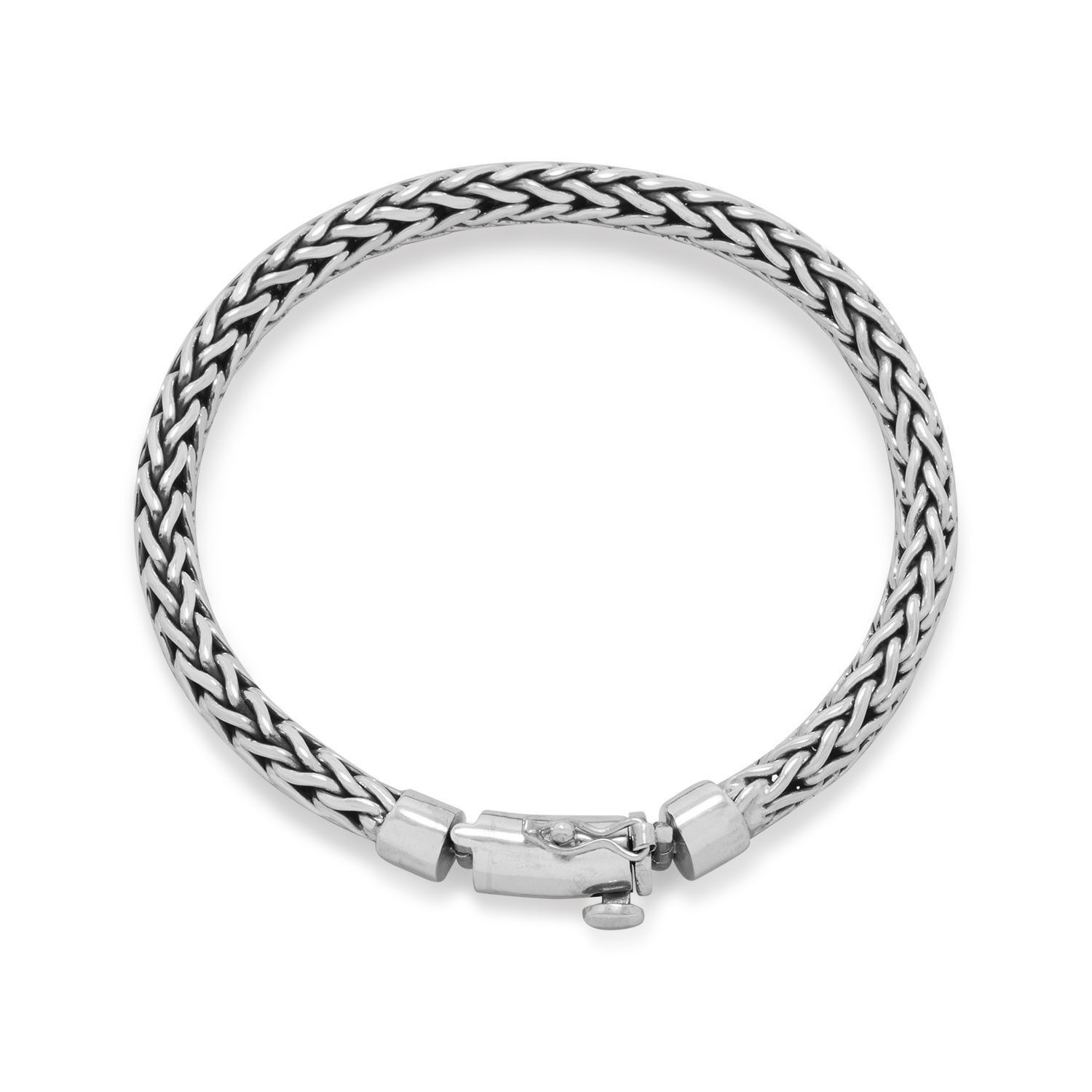 Men's 925 Sterling Silver Oxidized Woven Bracelet - Precious Metal ...