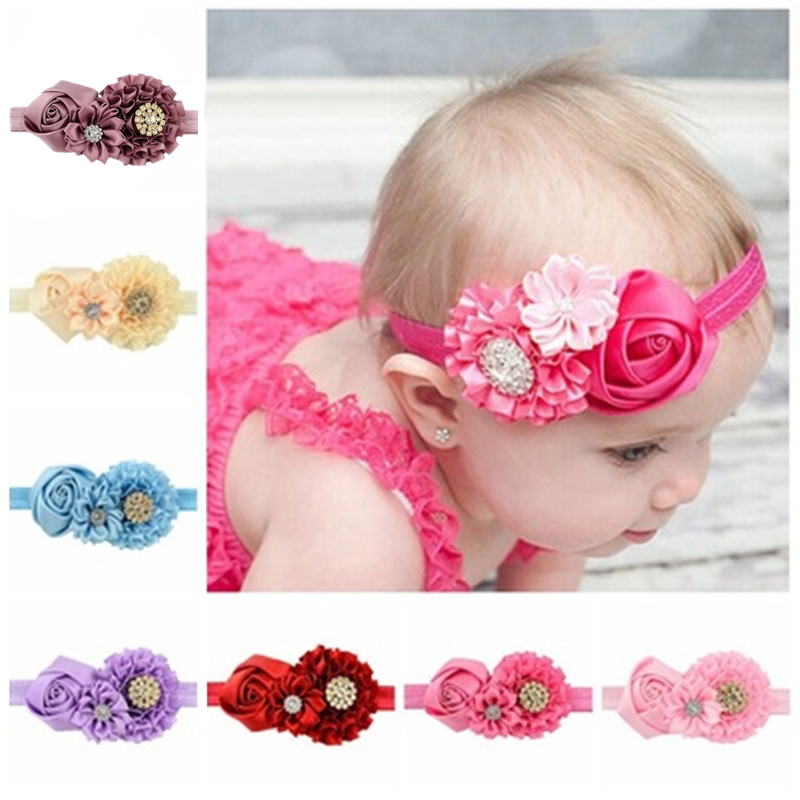 8 Pcs Toddlers Hair Accessories Handmade Diamond Flower Headbands for Baby Girls