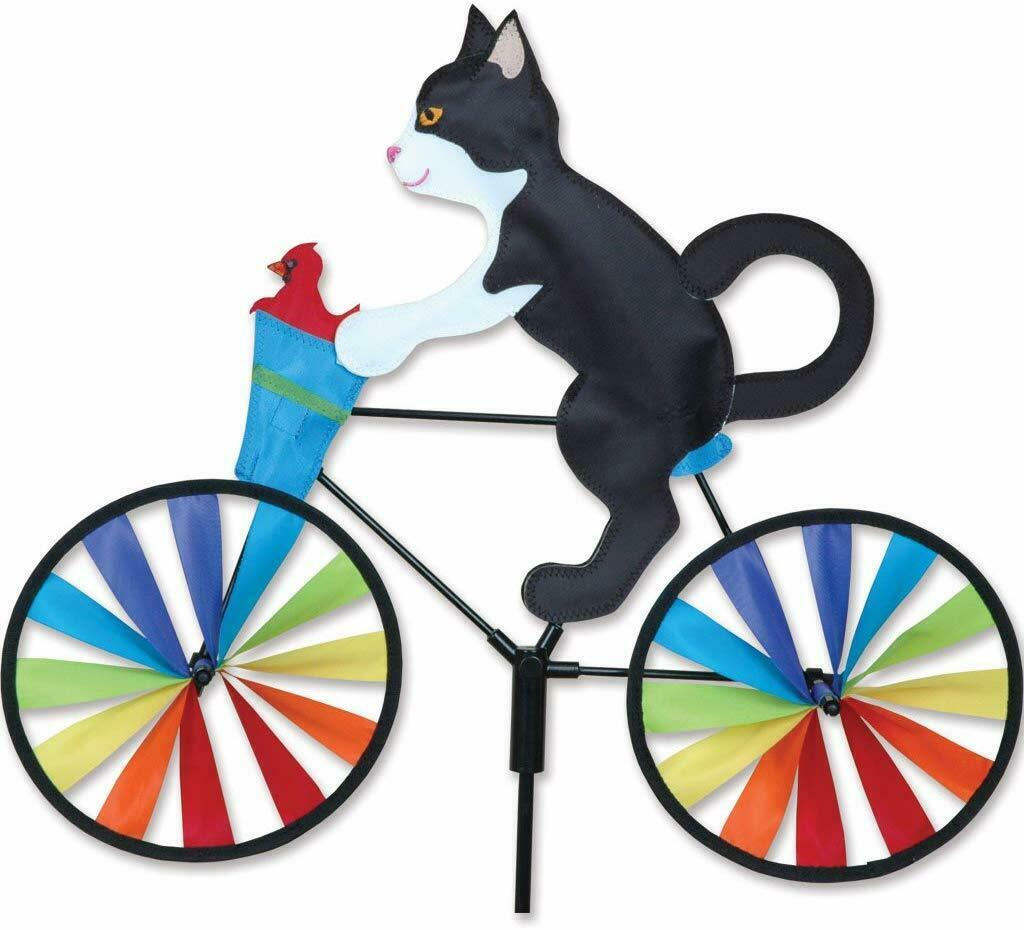  Tuxedo  Cat  20 in Bike Riding Garden Wind Spinner by 