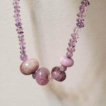 Vintage Purple Glass Bead Necklace, Retro Art Glass Jewelry, Purple Beads image 2