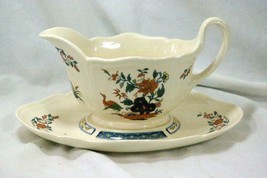 Wedgwood 1988 Chinese Teal Gravy Boat With Attached Underplate - $83.15