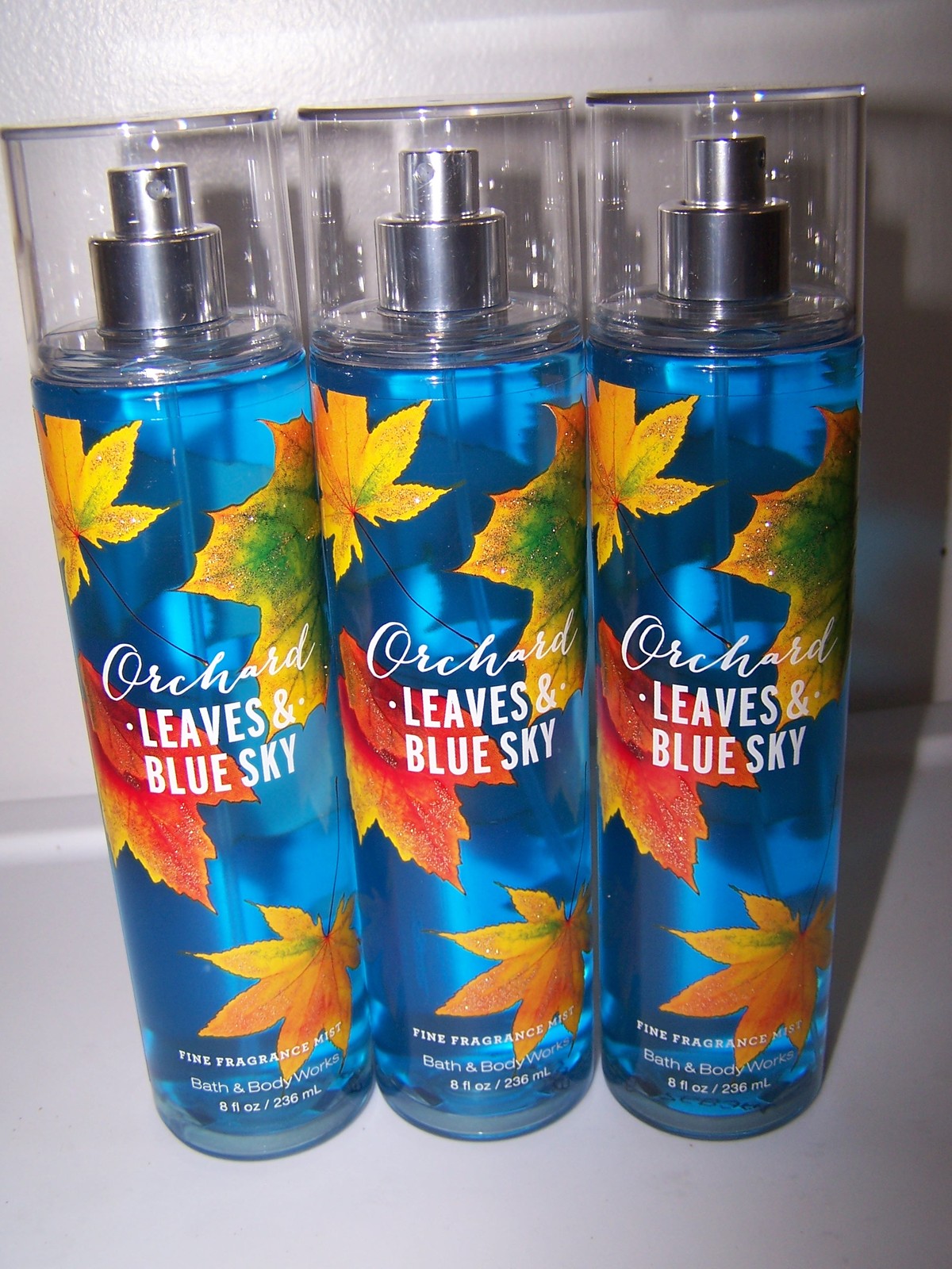 Lot of 3 Bath & Body Works Orchard Leaves & Blue Sky FIne Fragrance