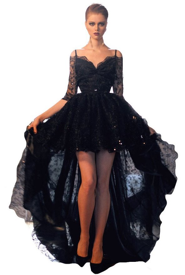 Women S High Low Black Lace Prom Dresses Prom Gown Ball Gown Evening   61IosbjUeyL. UY879  