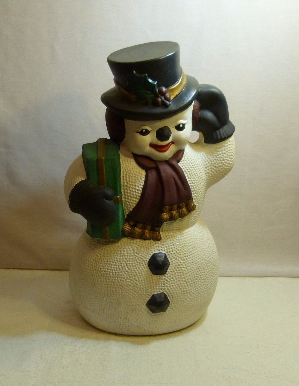 Unusual Handcrafted Large Snowman Christmas Statue Figurine Top Hat ...