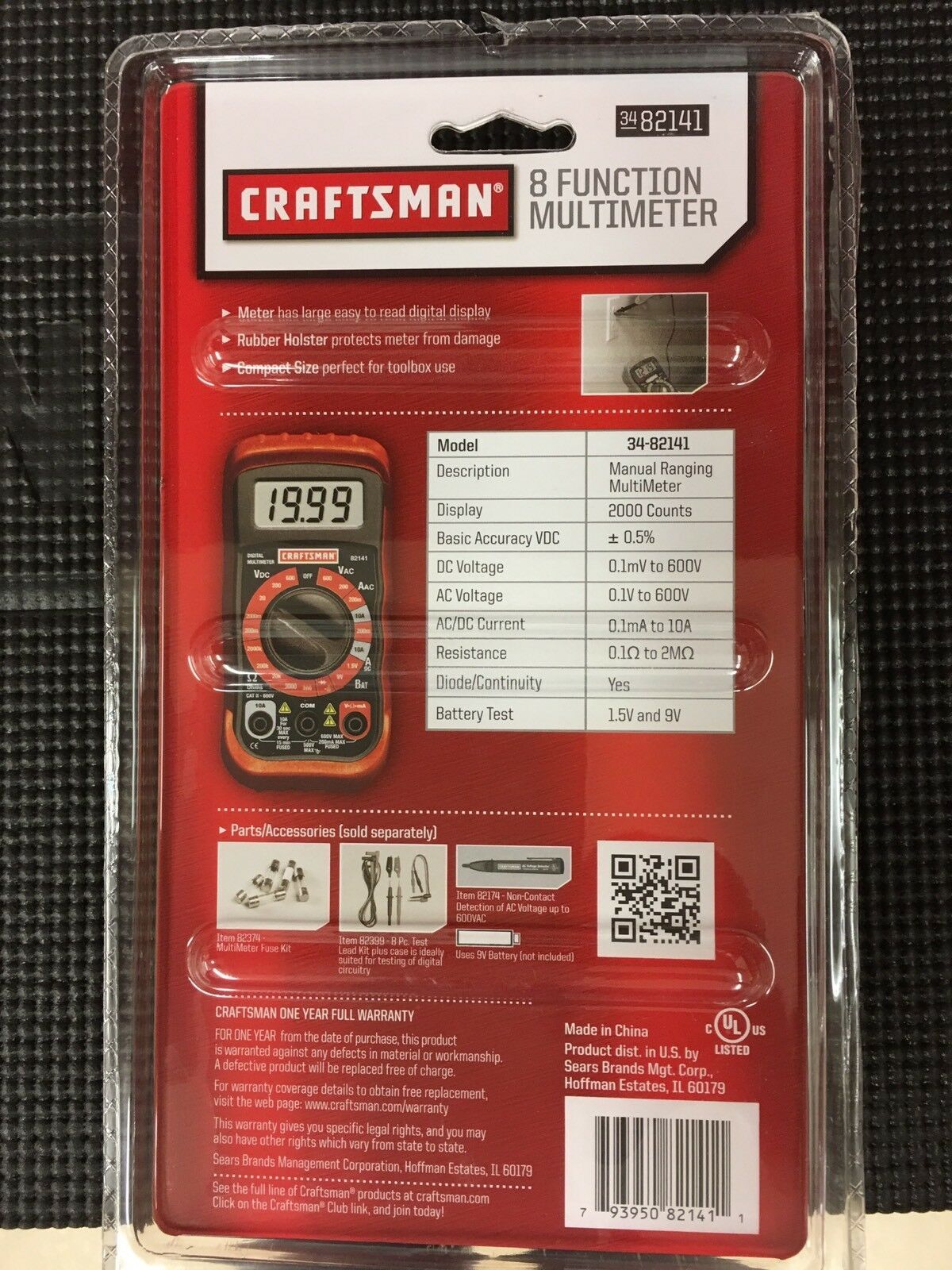 Craftsman 8 Function Digital Multimeter with 20 Ranges Multimeters