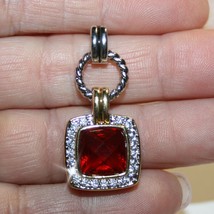 Two Tone Red Garnet Quartz White Diamond Alternatives Dangle Earrings 35... - $23.51