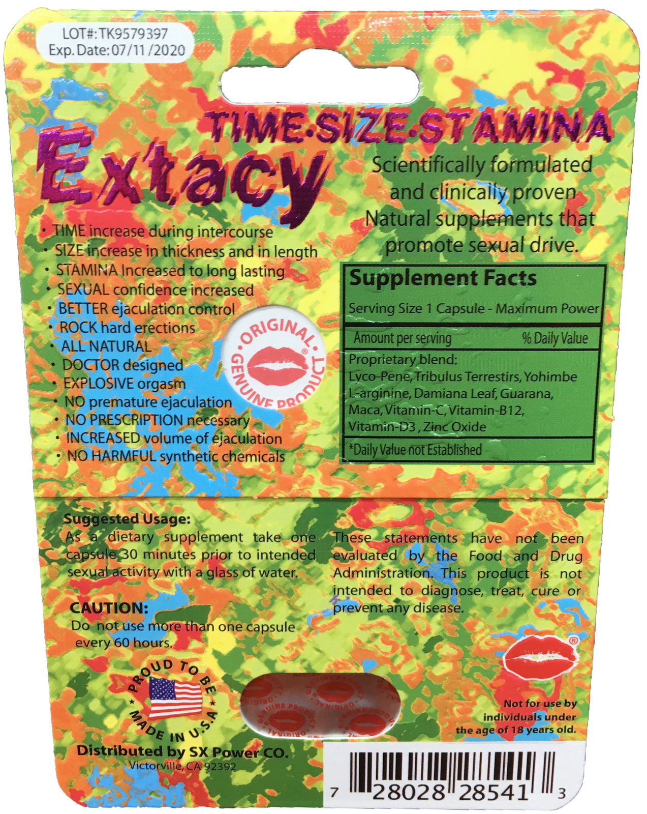 Extacy 7 Days Long Black Mamba - 20 Pills Male Enhancement ...