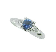 Platinum .49ct Genuine Natural Sapphire and Diamond Ring (#J4590) - $725.00
