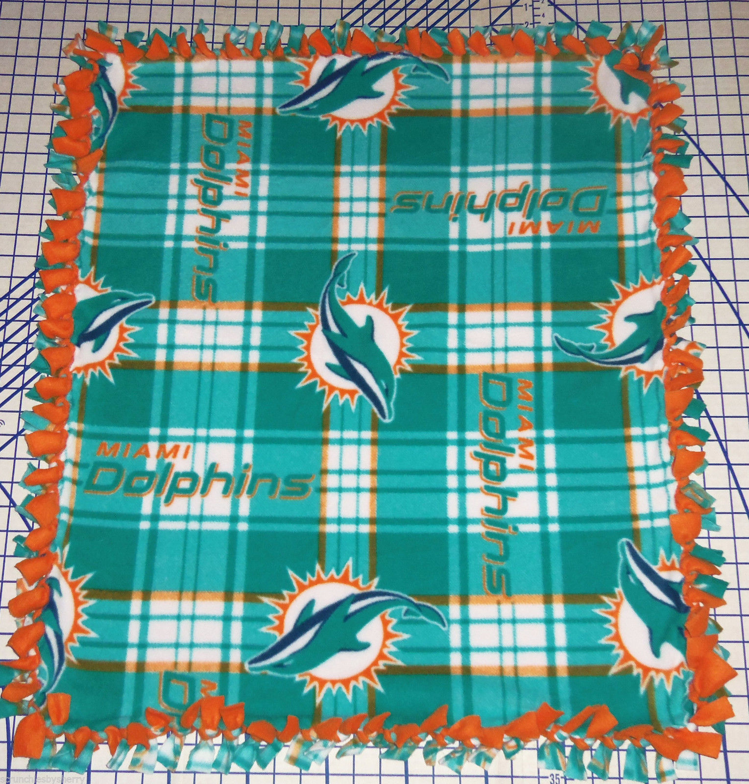 Miami Dolphins Plaid Fleece Throw Blanket 56" x 68" NFL Football Teal