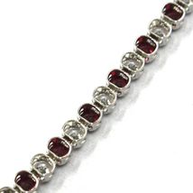 18K WHITE GOLD TENNIS BRACELET RED CUBIC ZIRCONIA 2.5mm LOBSTER CLASP CLOSURE image 4