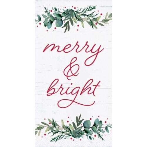 Joyful Greetings Christmas Guest Napkins 16 Ct 3 Ply Merry Bright Holly