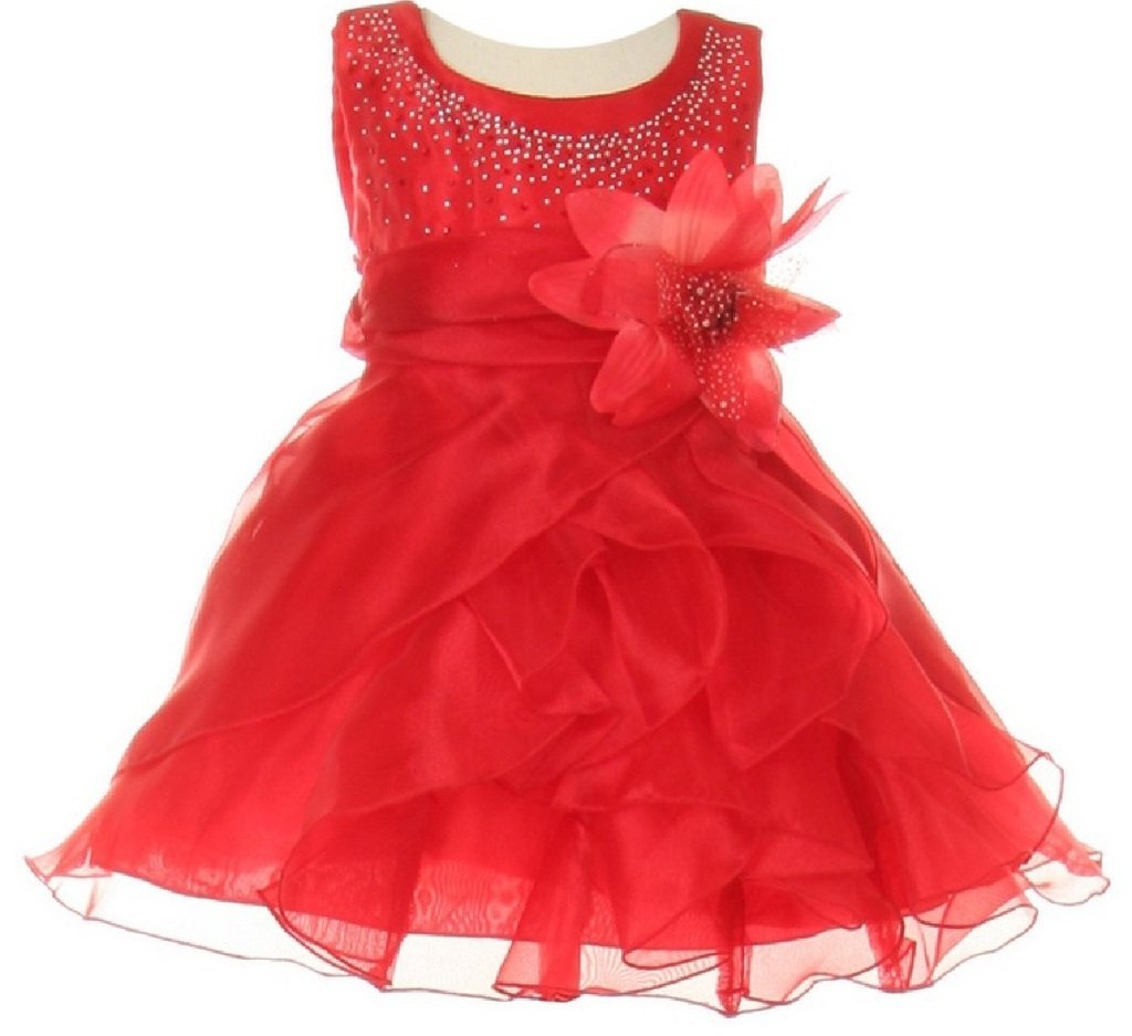 Little Baby Girls' Dazzling Cascade Rhinestone Ruffle Flowers Girls ...