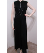Vintage 70&#39;s Black Palazzo Jumpsuit Sleeveless Bias Stretchy Crystal Tri... - $269.99