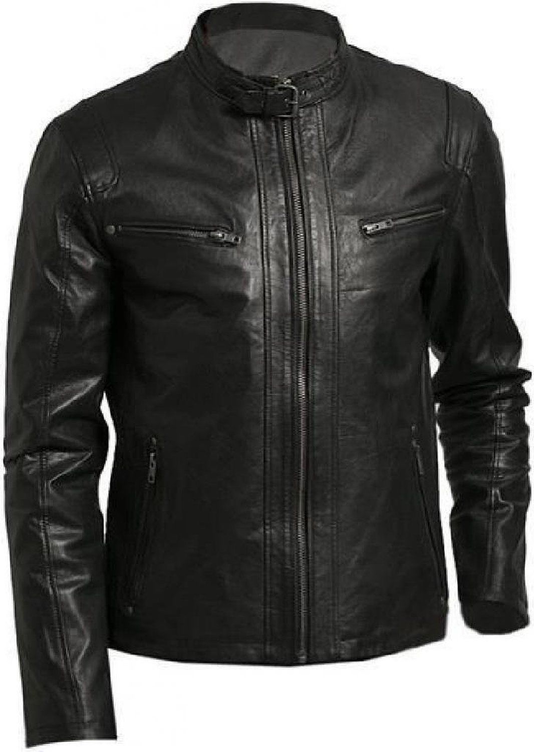 Mens classic black leather jacket, Men black biker leather jacket, Mens ...