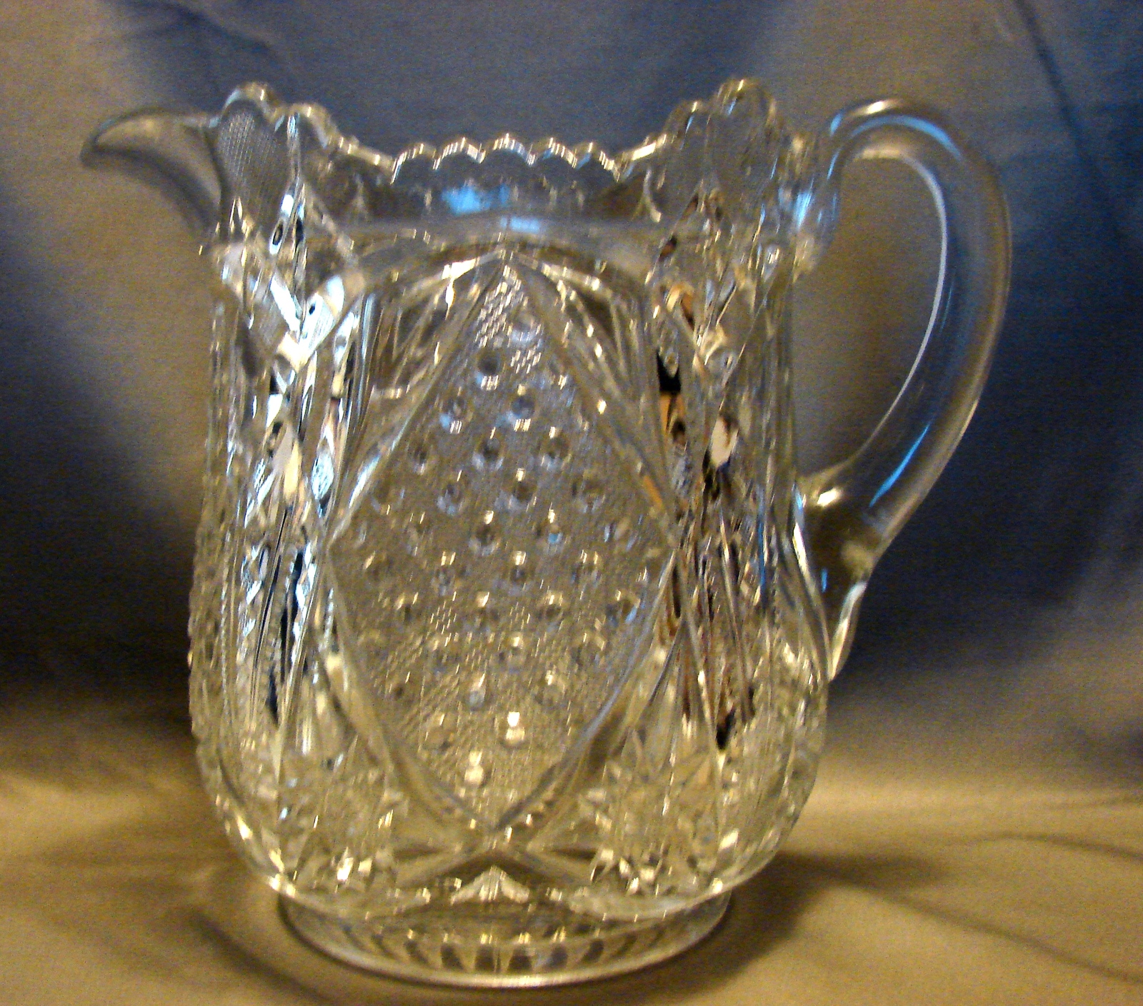 American Brilliant Clear Cut Glass Water Pitcher 7 American Brilliant