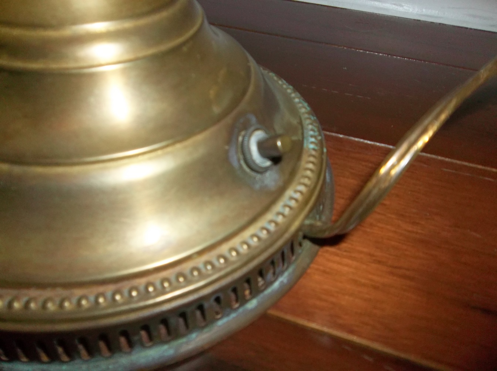 Antique Rayo Brass Oil Lamp Electric Converted Hand Painted Winter