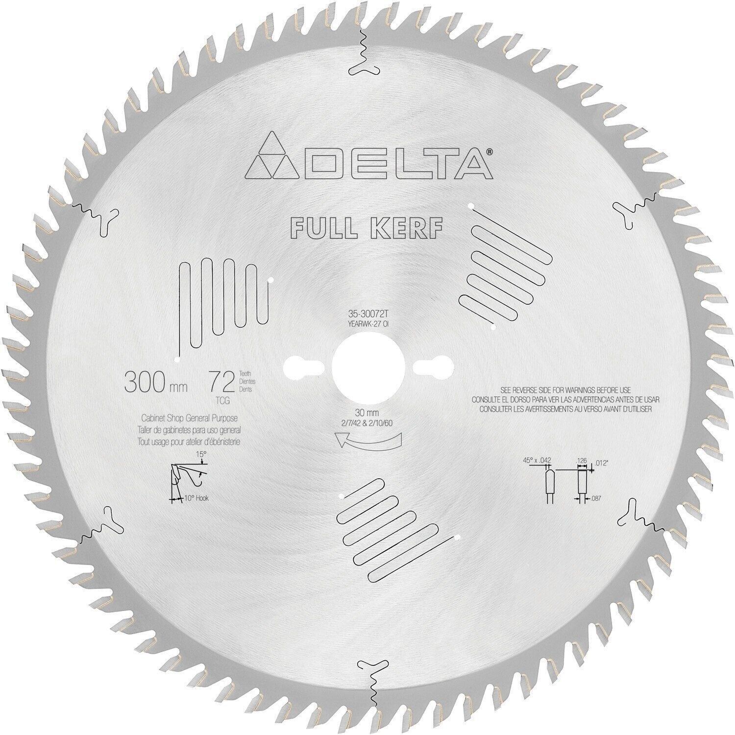 Delta 3530072T Full Kerf Triple Chip Saw Blade 300MM x 72 Tooth USA