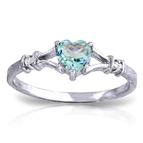 Galaxy Gold GG 14k White Gold Ring with Natural Diamonds and Blue Topaz - Size 5