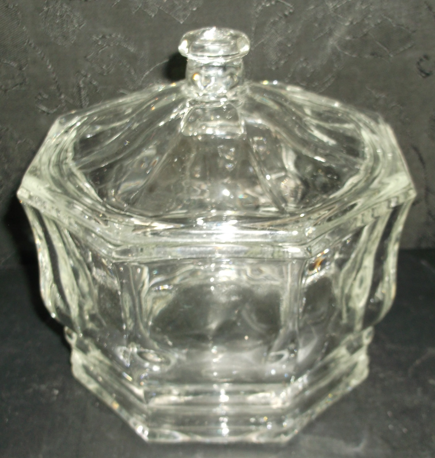 Indiana Glass Concord Bowl Crystal Clear Lidded Octagon ...