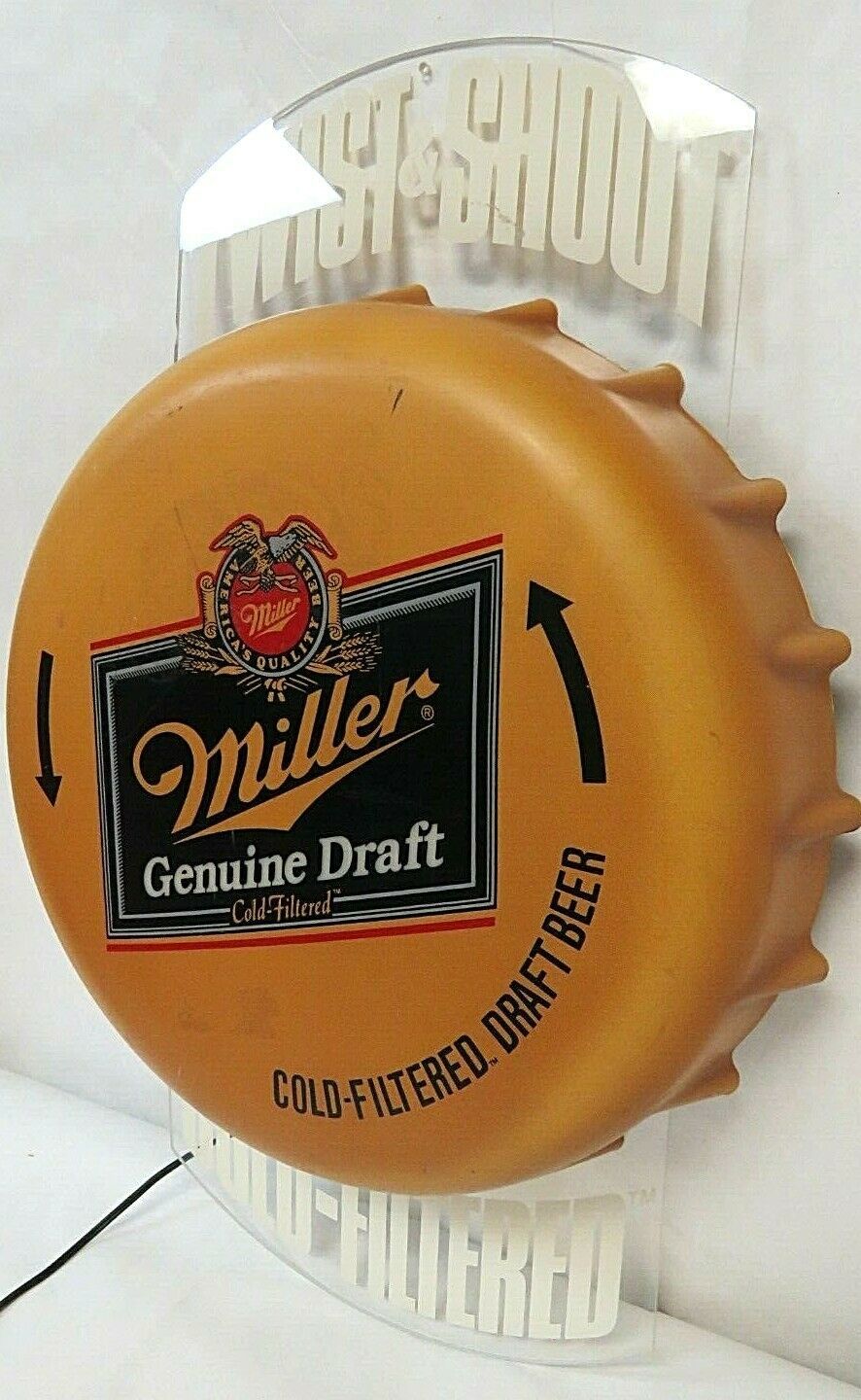 Working Vintage 1988 Miller Genuine Draft Beer Bottle Cap Lighted Bar ...