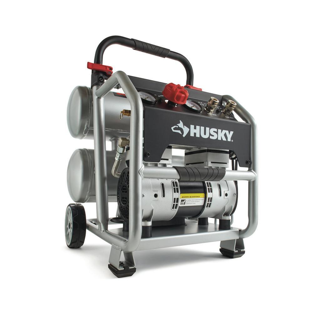 Husky Silent Air Compressor 120Volt 4.5 Gal. Portable ElectricPowered