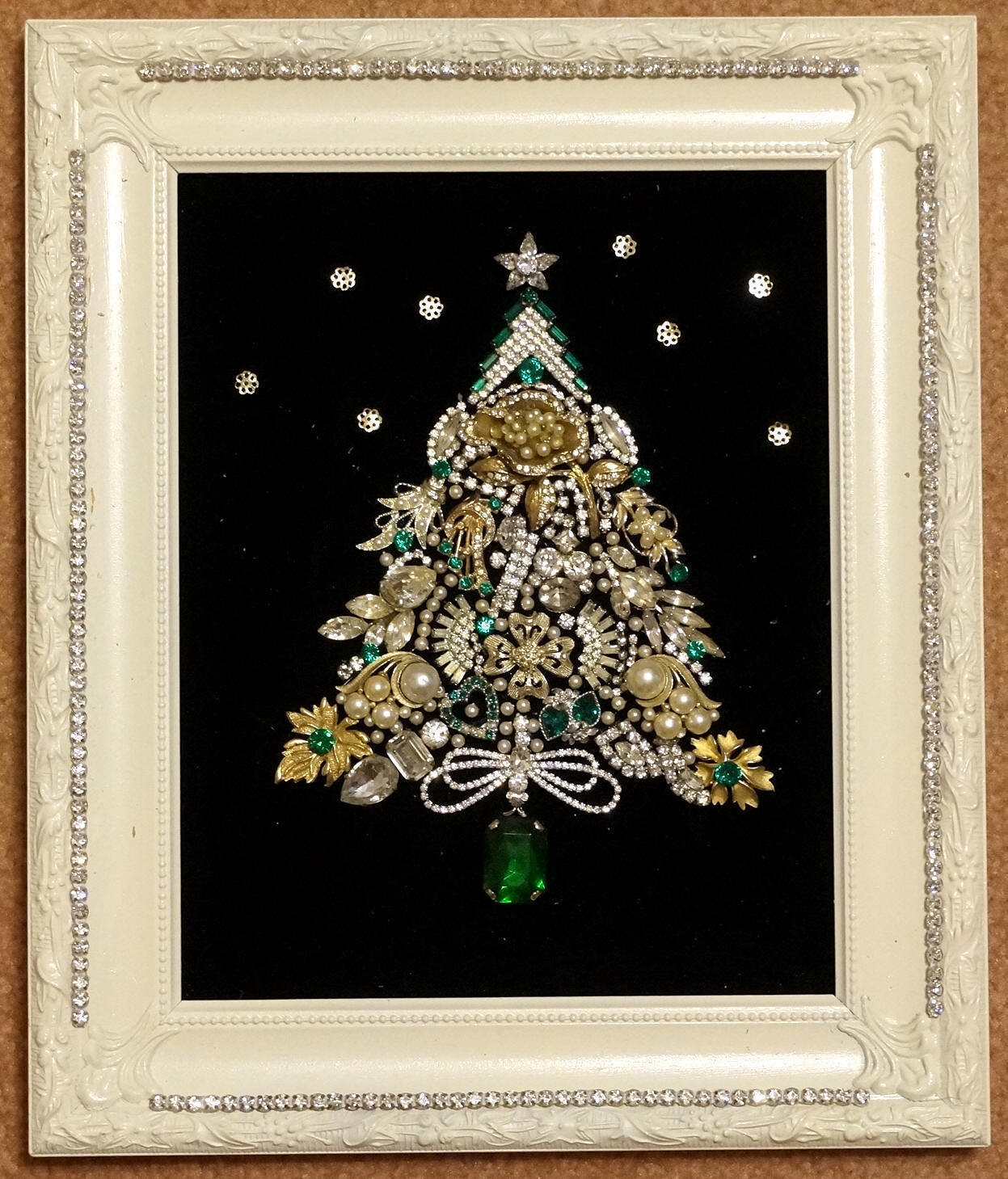 Vintage Costume Jewelry Christmas Tree Whitewashed Wood ...