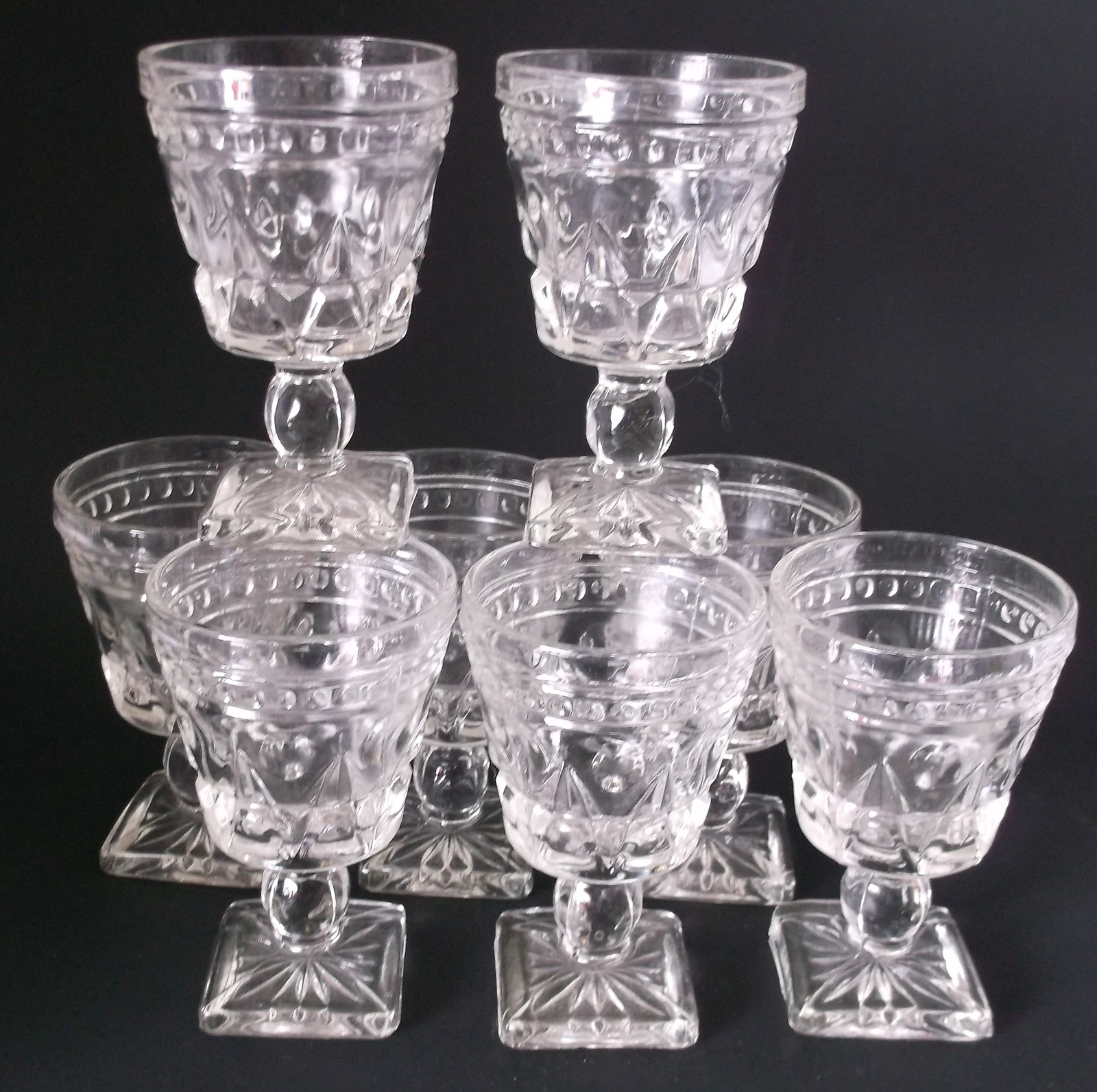 Indiana Colony Park Lane Goblets WINE Goblets Vintage Thumbprint CLEAR
