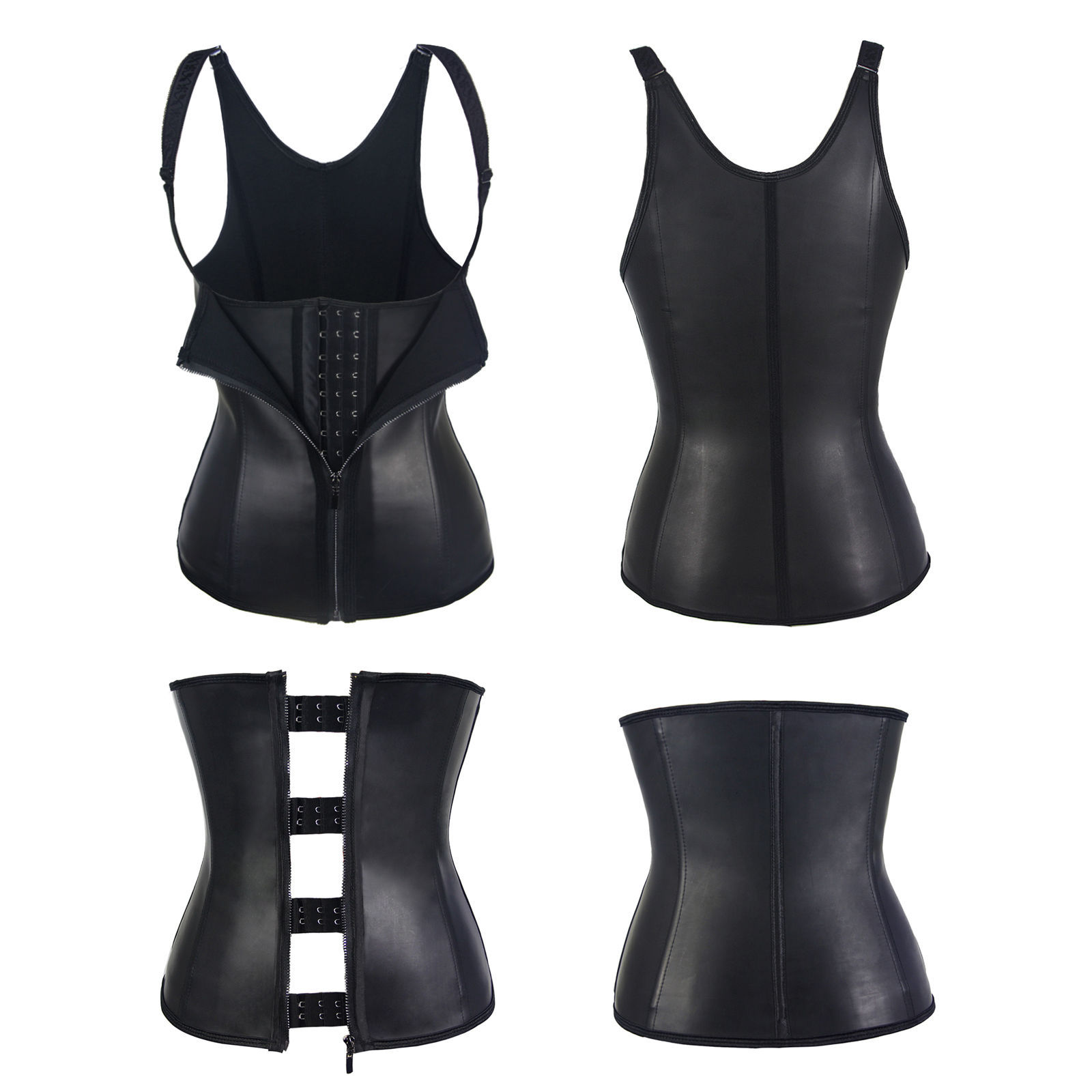 Image of Womens Clip&Zip Rubber Latex Waist Trainer Underbust Corset Body Shaper Vest
