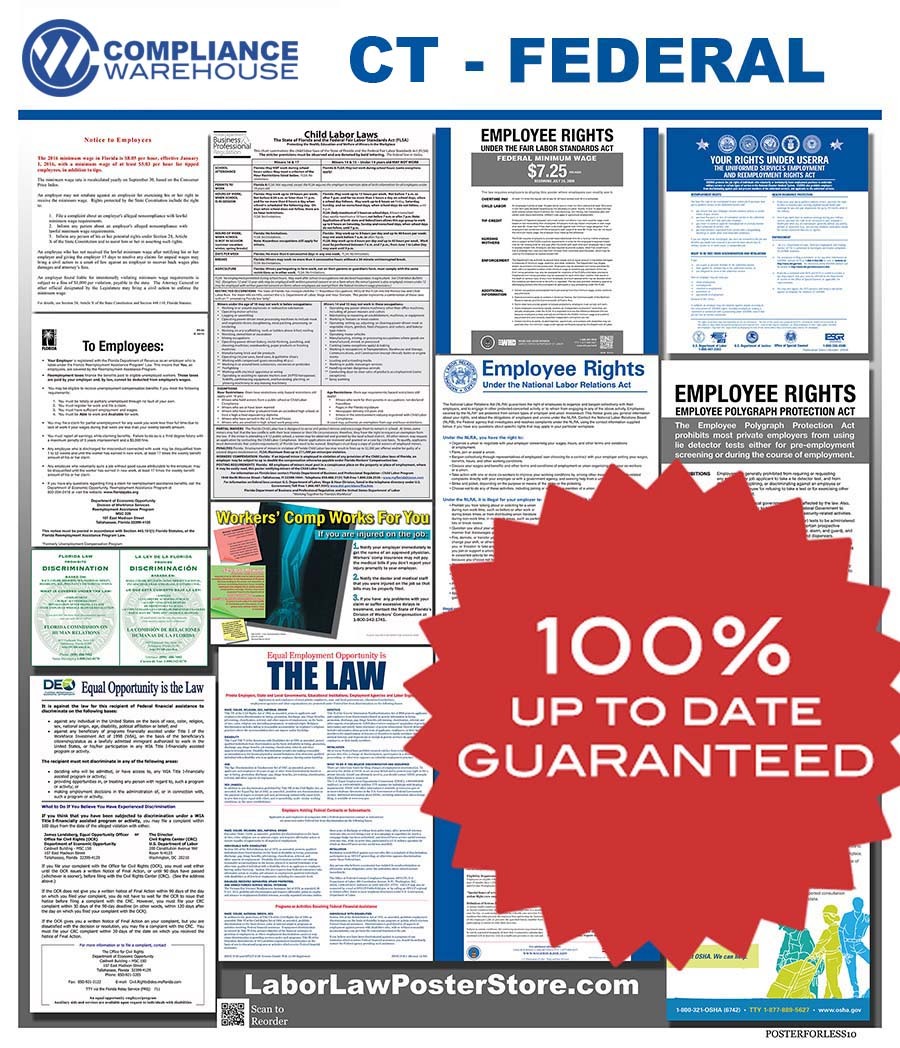 2017 Connecticut Ct State And Federal All In One Labor Law Poster For Workpla Office Supplies 1517