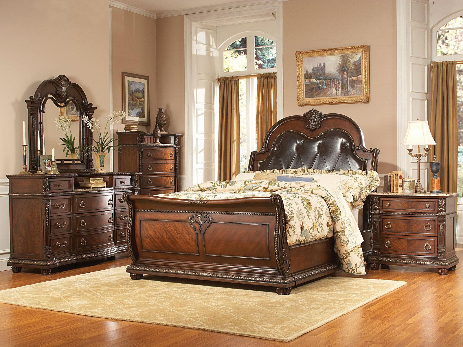 brown faux leather bedroom furniture