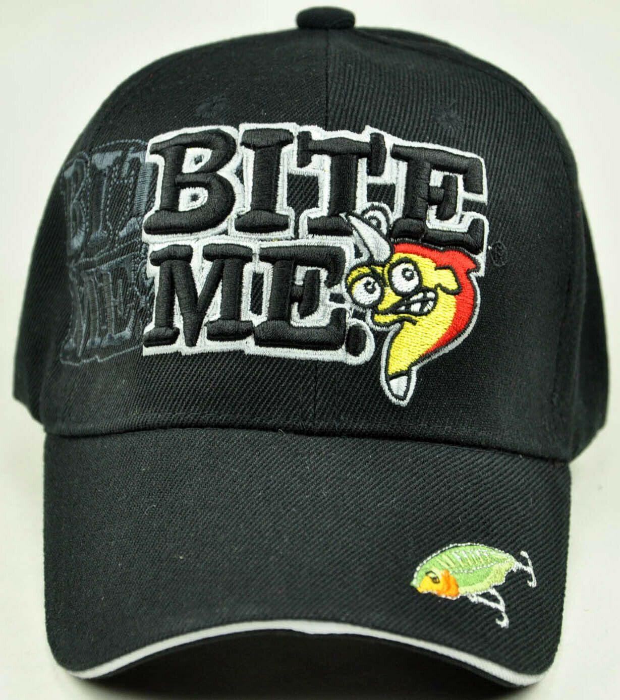 NEW! BITE ME FISH FISHING SPORT CAP HAT BLACK Men's Hats