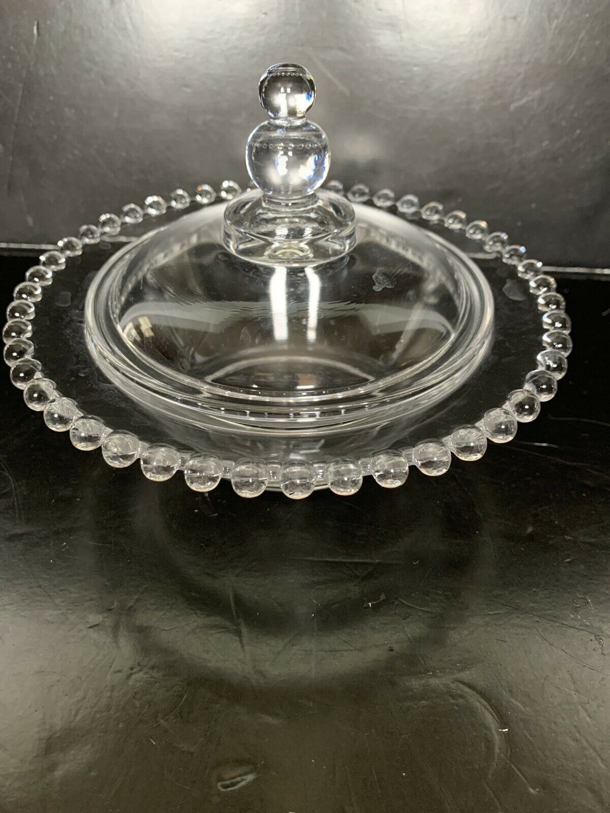 Vintage Imperial Glass Candlewick Round Candy Dish 6 1/2” Candlewick