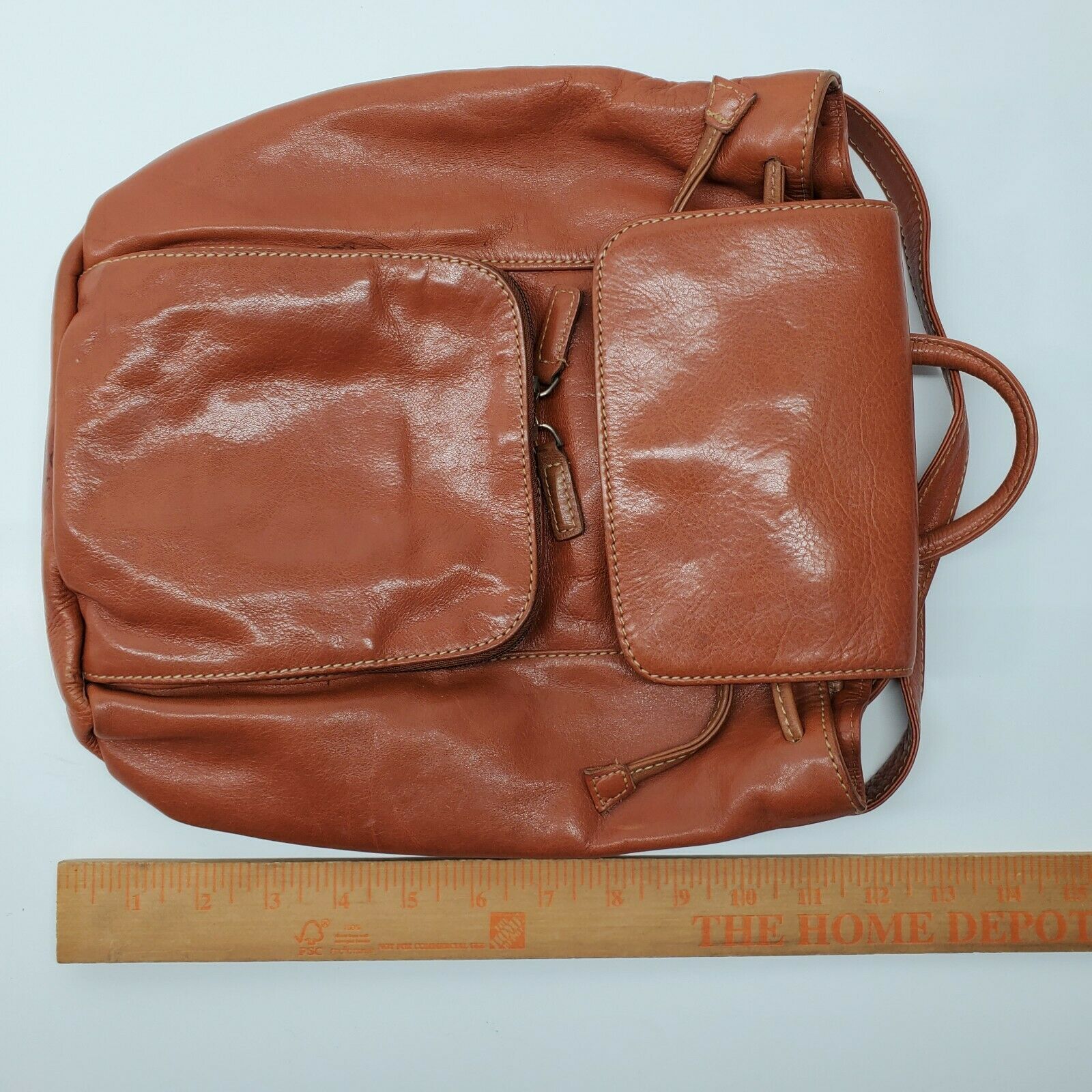 Vintage Tano Leather Backpack Bag Purse Made India Camel Brown ...