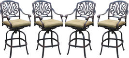 Patio bar stools set of 6 Elisabeth cast aluminum outdoor barstool Bronze image 2