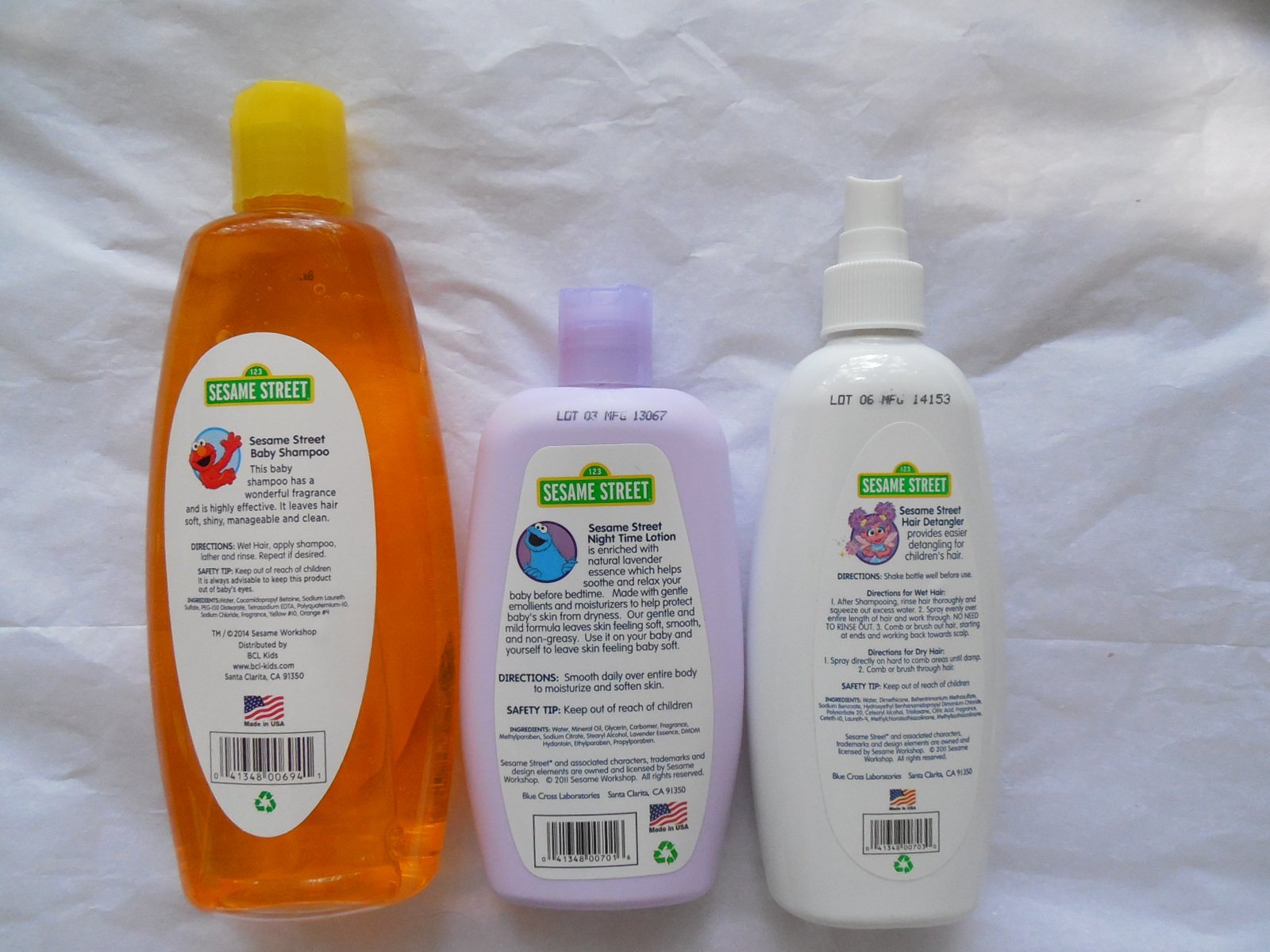 Sesame Street Baby Shampoo , Hair Detangler Spray, Night Time Lotion