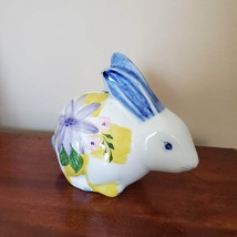Andrea by Sadek Rabbit Bank, Bunny Bank, Porcelain Rabbit Flowers, Easter Decor image 1