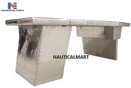 NauticalMart Large Aviator Executive Desk - Drawer Shelving - Aircraft Wing 78" image 5