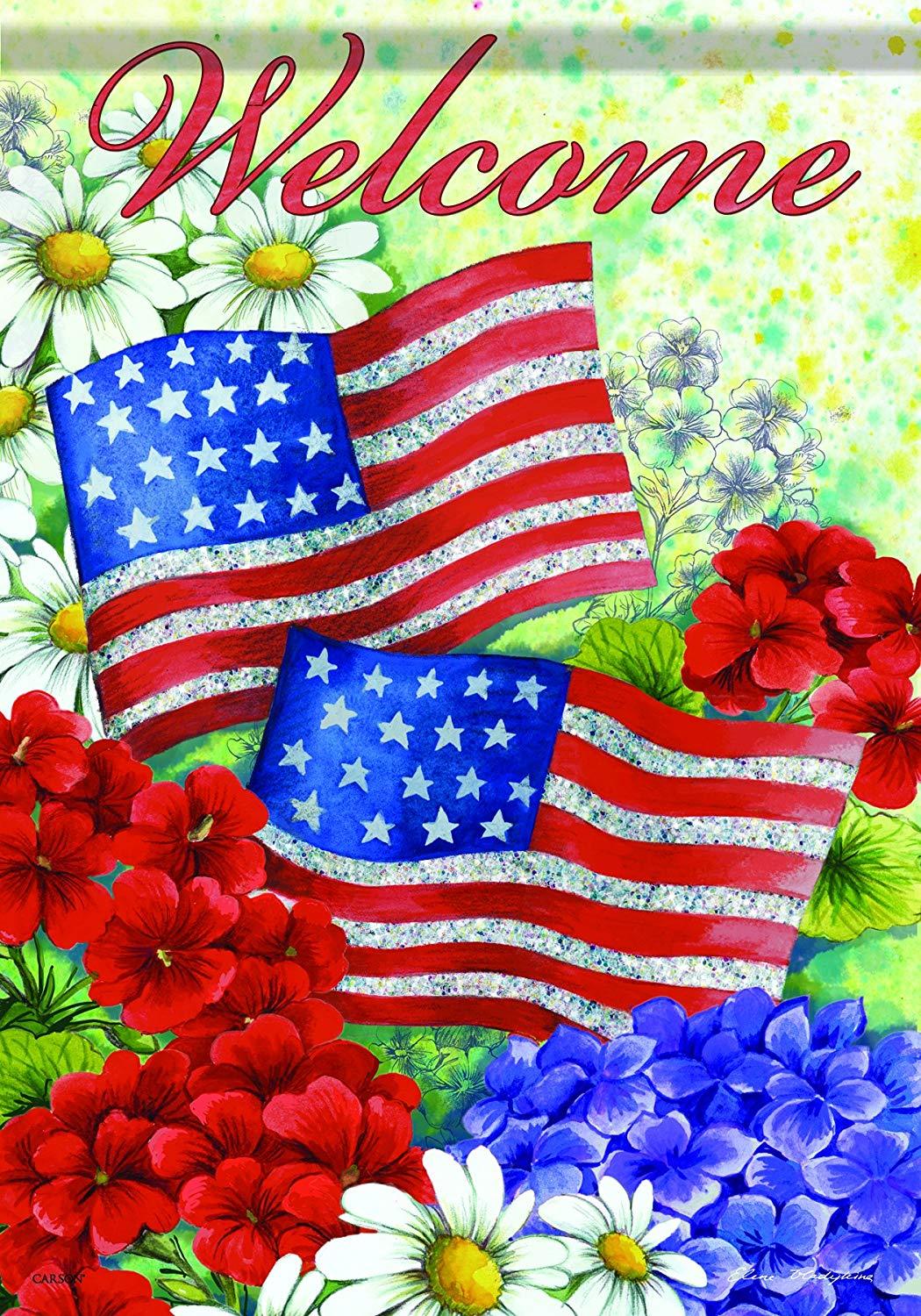 American Flags & Flowers Patriotic House Flag 2 Sided, 28" X