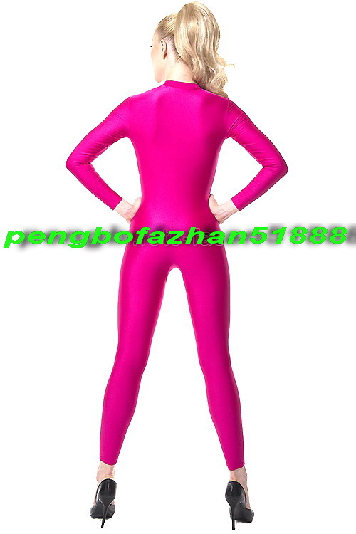 New Hot Pink Lycra Spandex Body Suit Sexy Front Zip Catsuit Costumes Unisex S702 Unisex